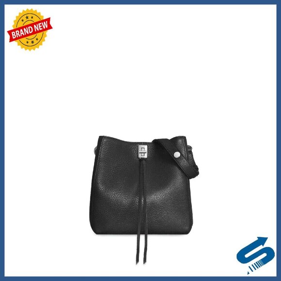 Handbags - Small Genuine Leather Shoulder Bag with Twist Lock Closure